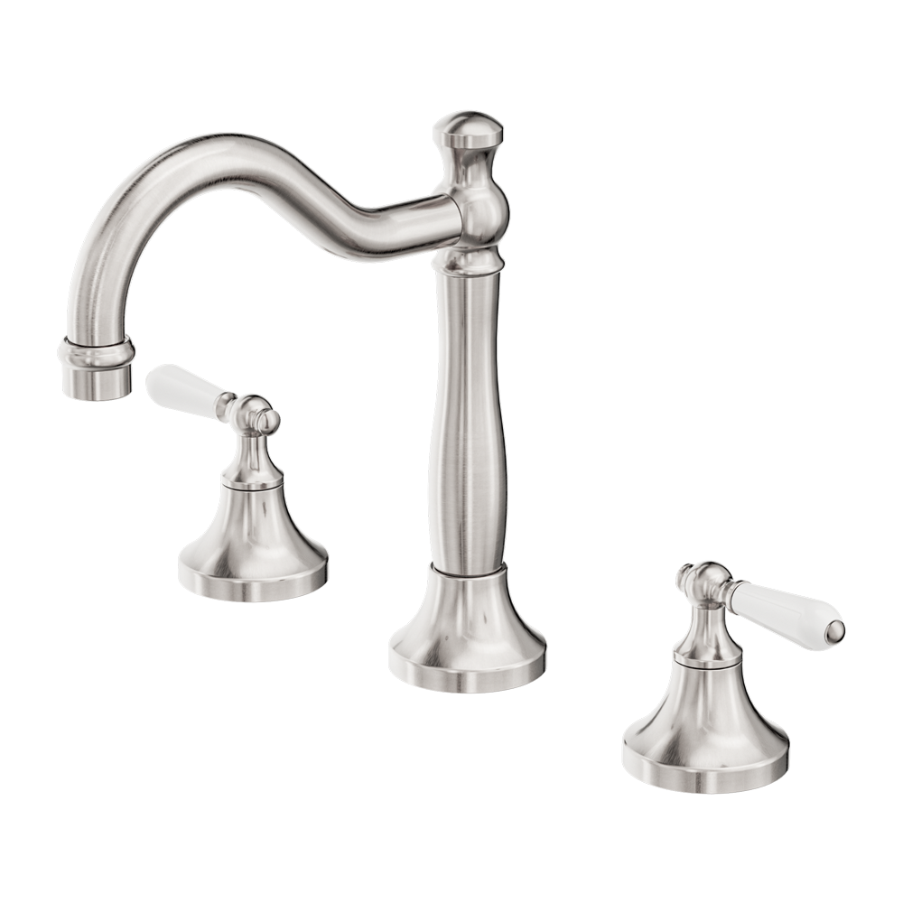 York Basin Set With White Porcelain Lever Brushed Nickel (NR692102a01BN)
