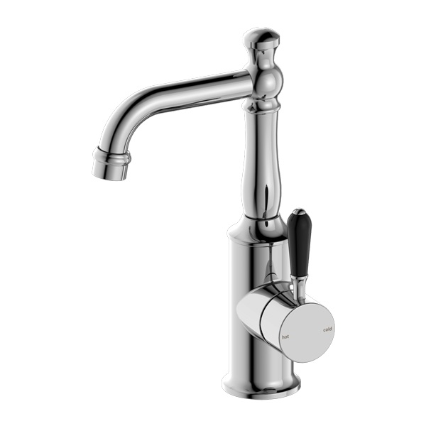 YORK BASIN MIXER WITH BLACK PORCELAIN LEVER CH (NR69210103CH)