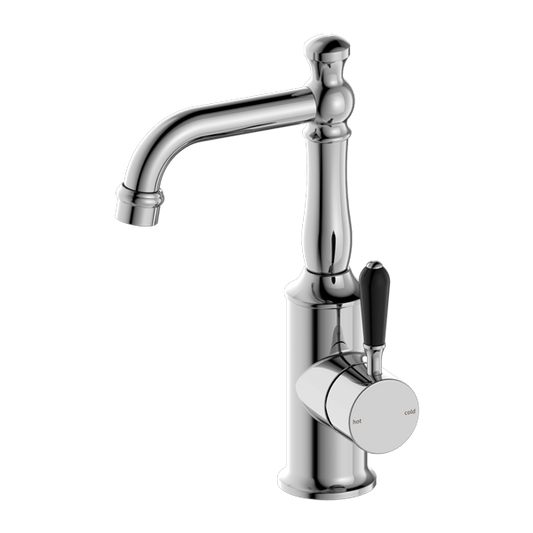 YORK BASIN MIXER WITH BLACK PORCELAIN LEVER CH (NR69210103CH)