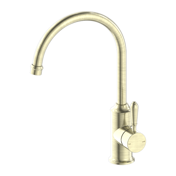 YORK KITCHEN MIXER GOOSENECK SPOUT WITH METAL LEVER AGED BRASS (NR69210602AB)