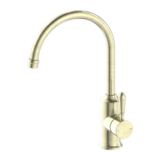 YORK KITCHEN MIXER GOOSENECK SPOUT WITH METAL LEVER AGED BRASS (NR69210602AB)