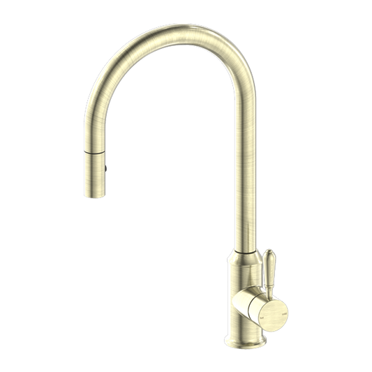 YORK PULL OUT SINK MIXER WITH VEGIE SPRAY FUNCTION WITH METAL LEVER AGED BRASS (NR69210802AB)