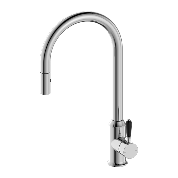 YORK PULL OUT SINK MIXER WITH VEGIE SPRAY FUNCTION WITH BLACK PORCELAIN LEVER CH (NR69210803CH)