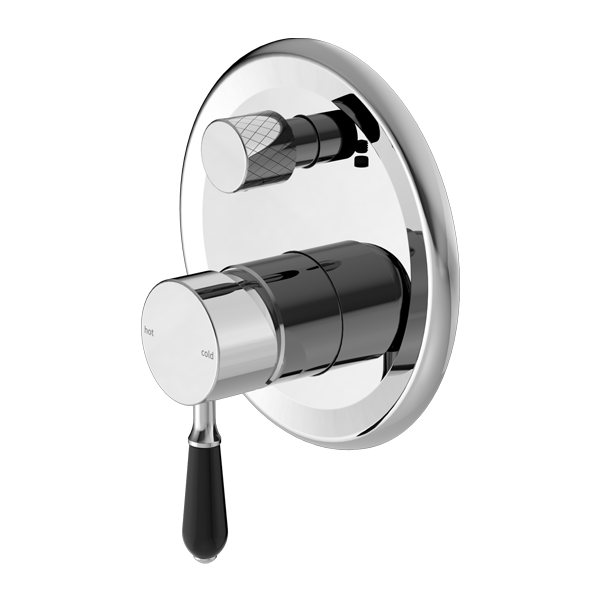 YORK SHOWER MIXER WITH DIVERTOR WITH BLACK PORCELAIN LEVER CH (NR692109A03CH)