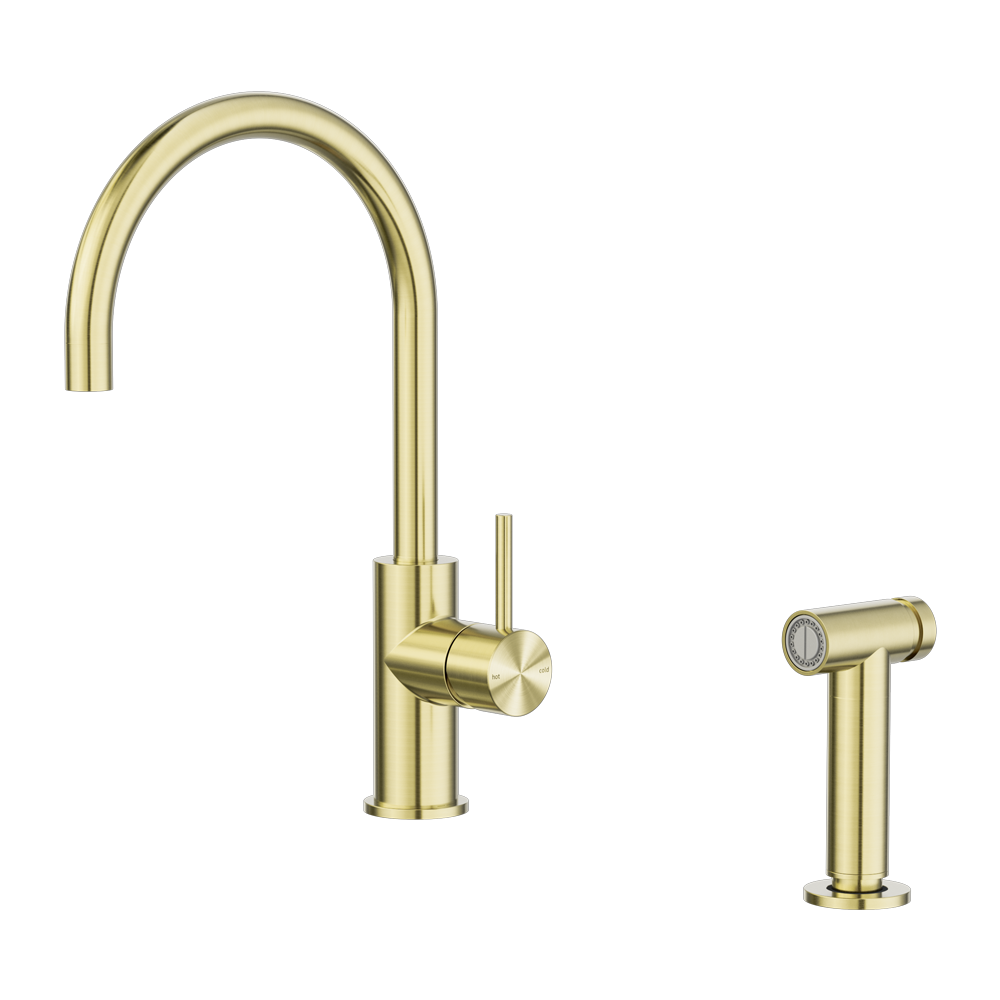 Zen SS316L Kitchen Mixer With Hand Spray Brushed Gold (NR162208BG)