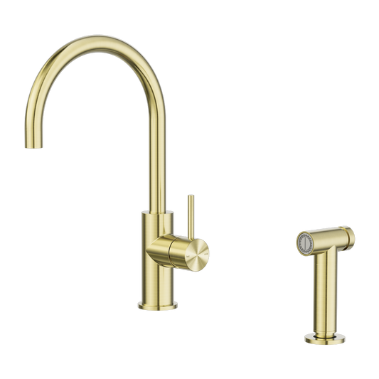 Zen SS316L Kitchen Mixer With Hand Spray Brushed Gold (NR162208BG)