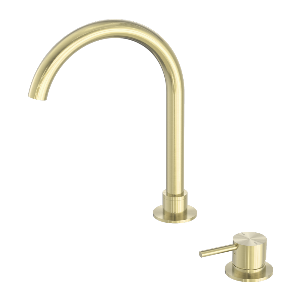 MECCA HOB BASIN MIXER ROUND SWIVEL SPOUT BRUSHED GOLD (NR221901bBG)