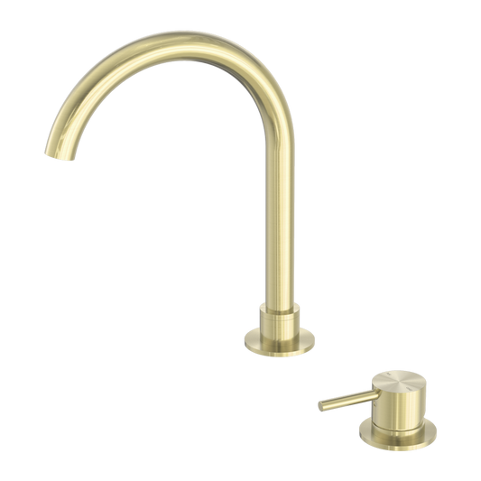 MECCA HOB BASIN MIXER ROUND SWIVEL SPOUT BRUSHED GOLD (NR221901bBG)