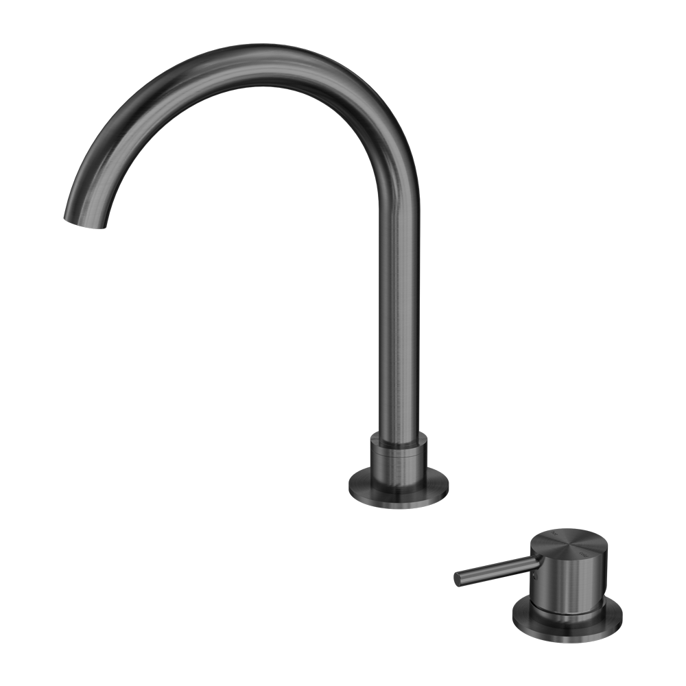 MECCA HOB BASIN MIXER ROUND SWIVEL SPOUT GUN METAL  (NR221901bGM)