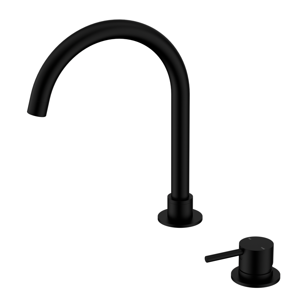 MECCA HOB BASIN MIXER ROUND SWIVEL SPOUT MATTE BLACK (NR221901bMB)