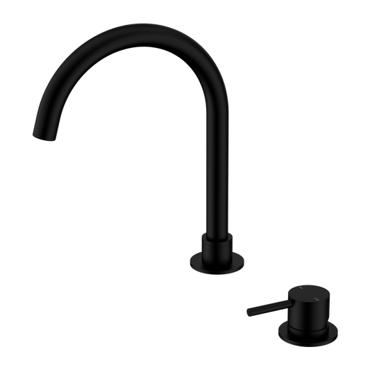 MECCA HOB BASIN MIXER ROUND SWIVEL SPOUT MATTE BLACK (NR221901bMB)