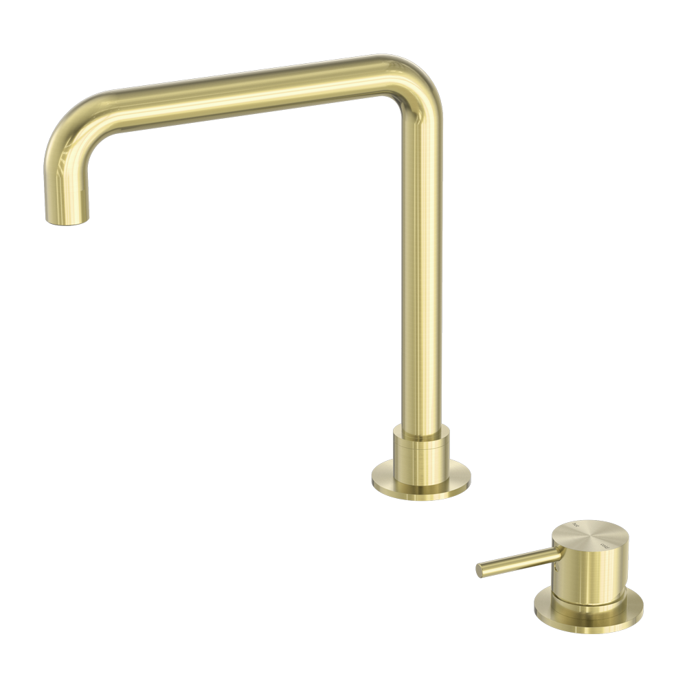 MECCA HOB BASIN MIXER SQUARE SWIVEL SPOUT BRUSHED GOLD (NR221901cBG)