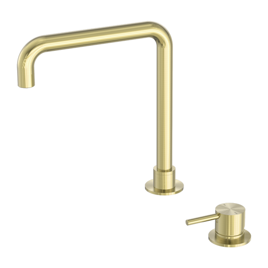 MECCA HOB BASIN MIXER SQUARE SWIVEL SPOUT BRUSHED GOLD (NR221901cBG)