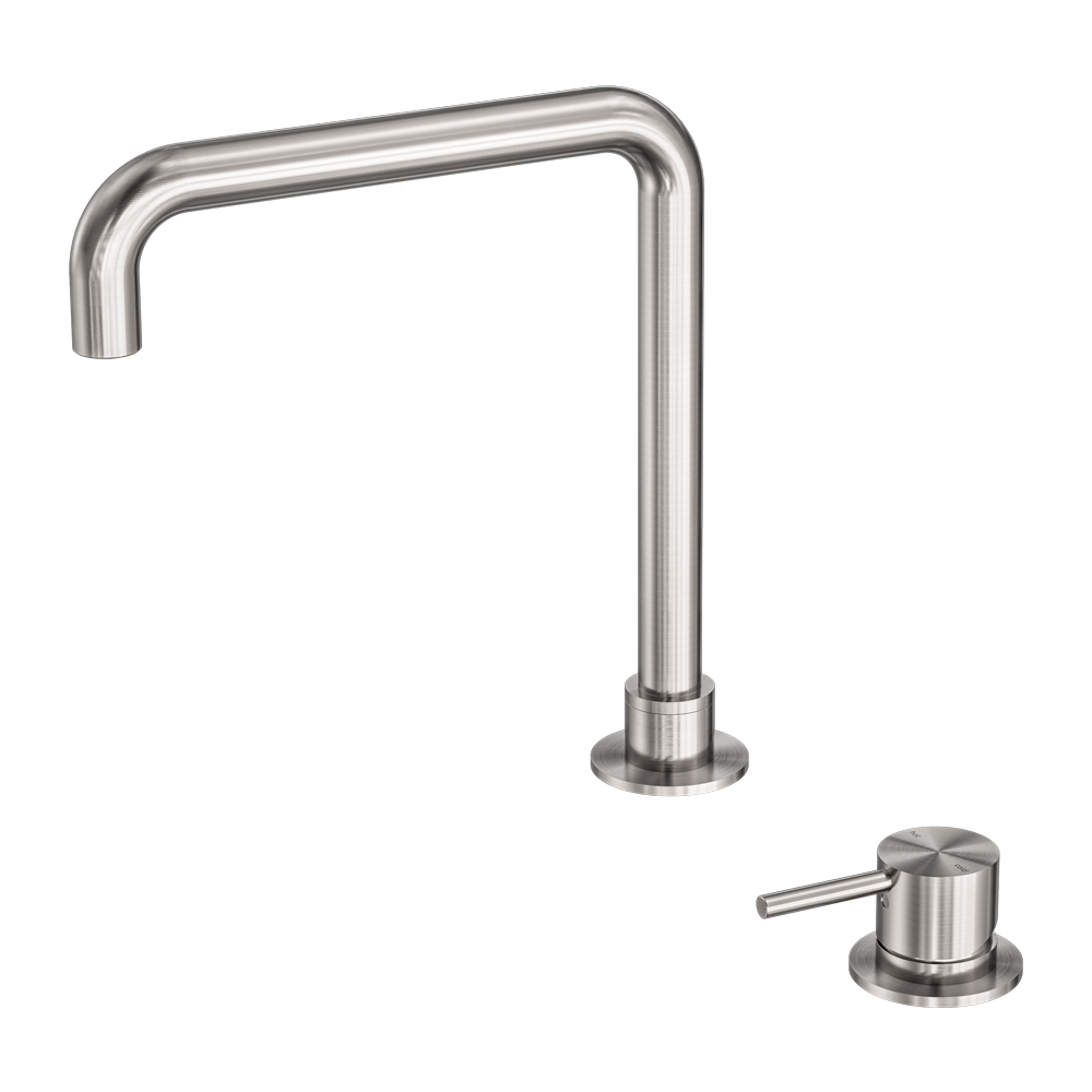 MECCA HOB BASIN MIXER SQUARE SWIVEL SPOUT BRUSHED NICKEL (NR221901cBN)