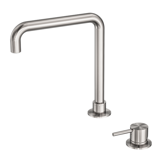 MECCA HOB BASIN MIXER SQUARE SWIVEL SPOUT BRUSHED NICKEL (NR221901cBN)