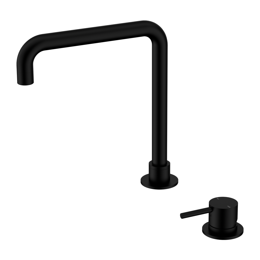 MECCA HOB BASIN MIXER SQUARE SWIVEL SPOUT MATTE BLACK (NR221901cMB)