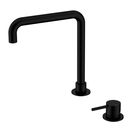 MECCA HOB BASIN MIXER SQUARE SWIVEL SPOUT MATTE BLACK (NR221901cMB)