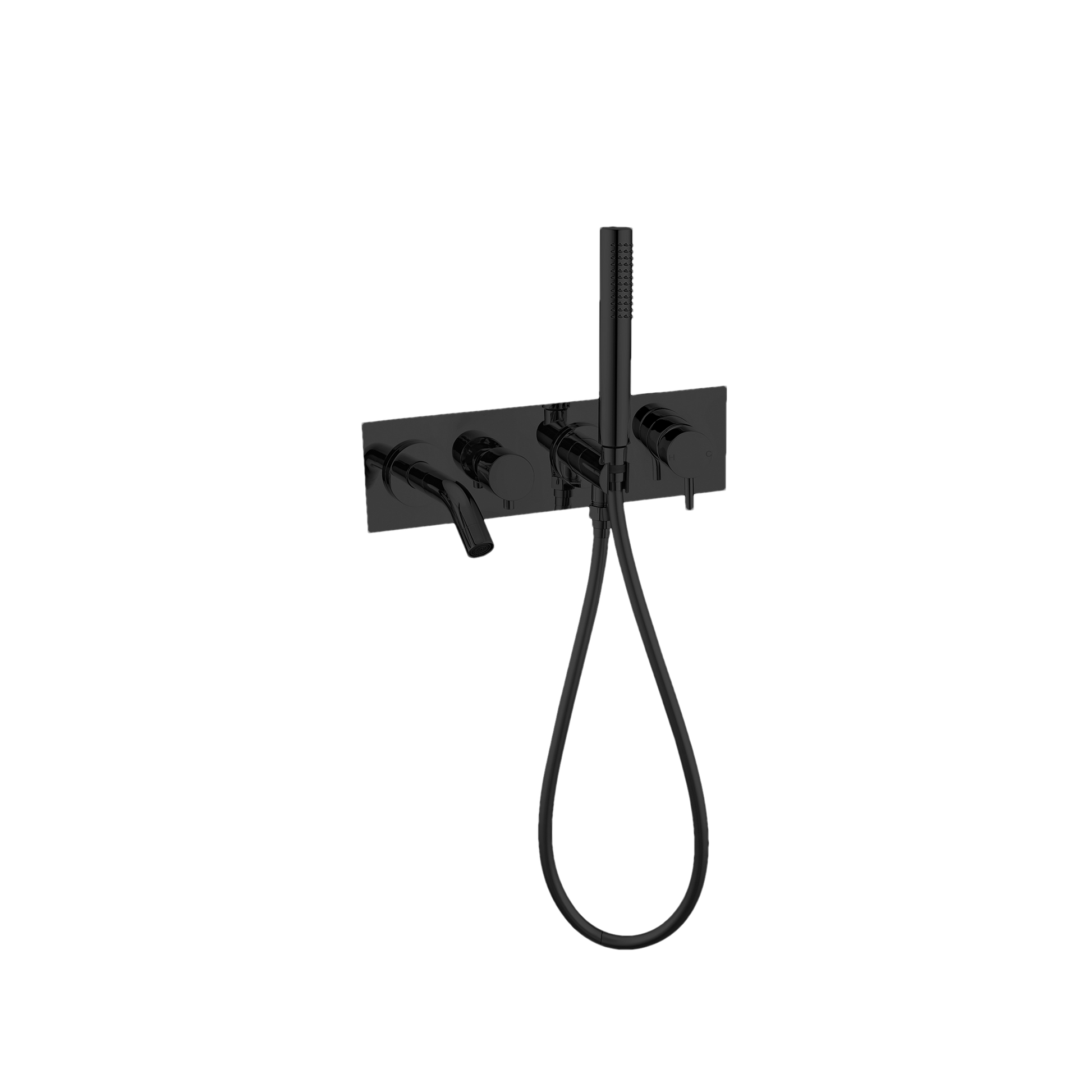 MECCA WALL MOUNT BATH MIXER WITH HAND SHOWER MATTE BLACK (NR221903dMB)