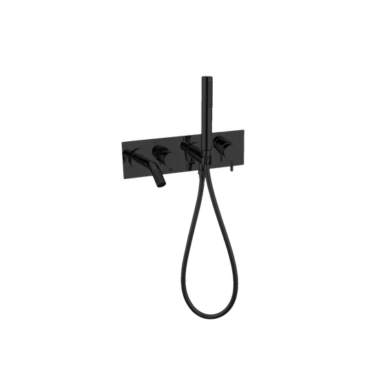 MECCA WALL MOUNT BATH MIXER WITH HAND SHOWER MATTE BLACK (NR221903dMB)