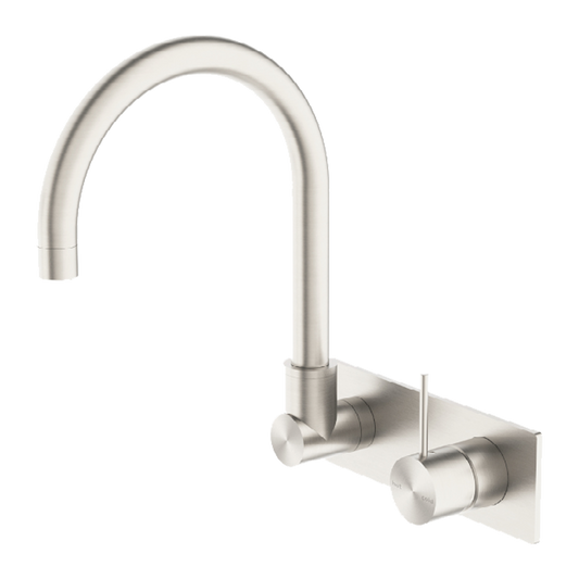 MECCA WALL BASIN/BATH MIXER SWIVEL SPOUT HANDLE UP BN (NR221909pBN)