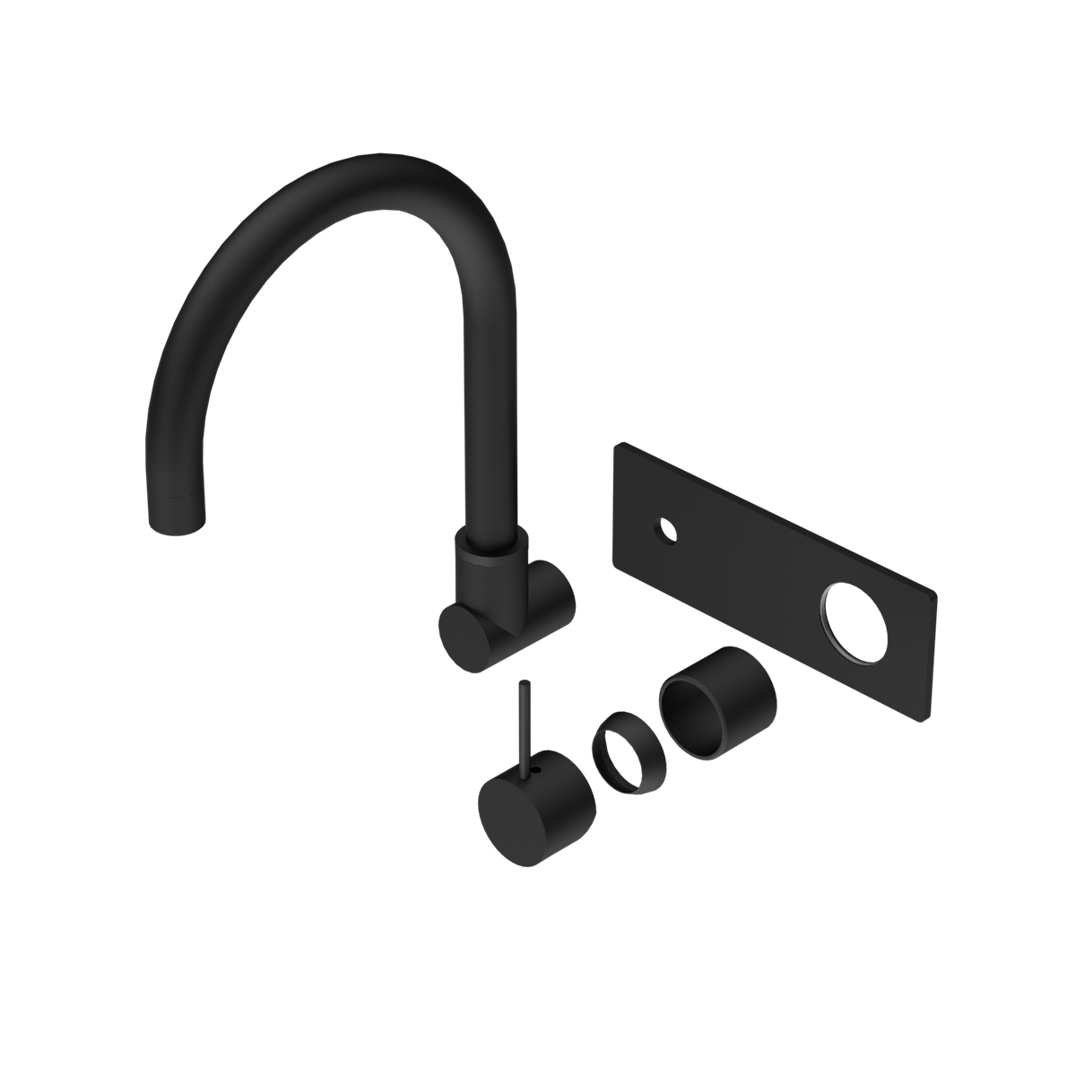 MECCA WALL BASIN/BATH MIXER SWIVEL SPOUT HANDLE UP TRIM KITS ONLY MATTE BLACK (NR221910PTMB)