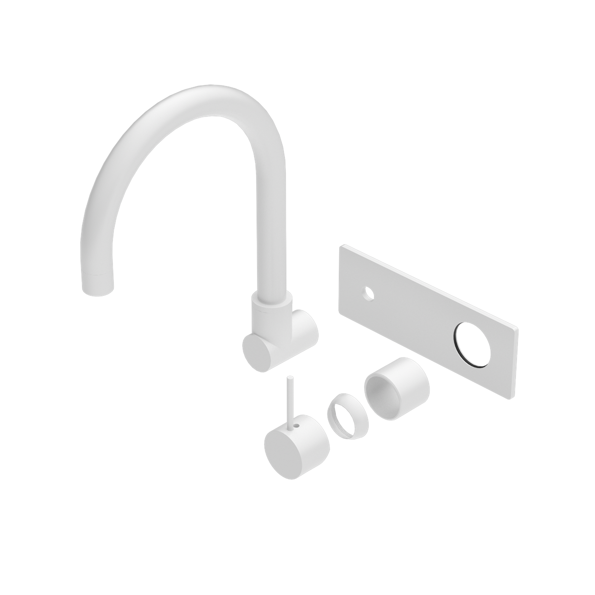 MECCA WALL BASIN/BATH MIXER SWIVEL SPOUT HANDLE UP TRIM KITS ONLY MATTE WHITE (NR221910PTMW)