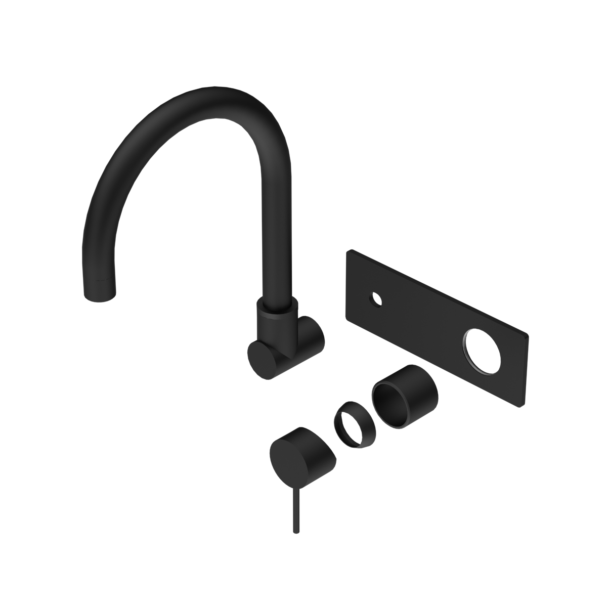 MECCA WALL BASIN/BATH MIXER SWIVEL SPOUT TRIM KITS ONLY MATTE BLACK (NR221910QTMB)