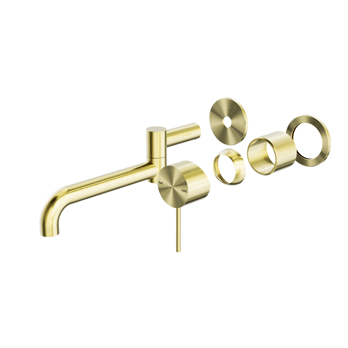 MECCA WALL BASIN/BATH MIXER SWIVEL SPOUT 225MM TRIM KITS ONLY BRUSHED GOLD (NR221910RTBG)