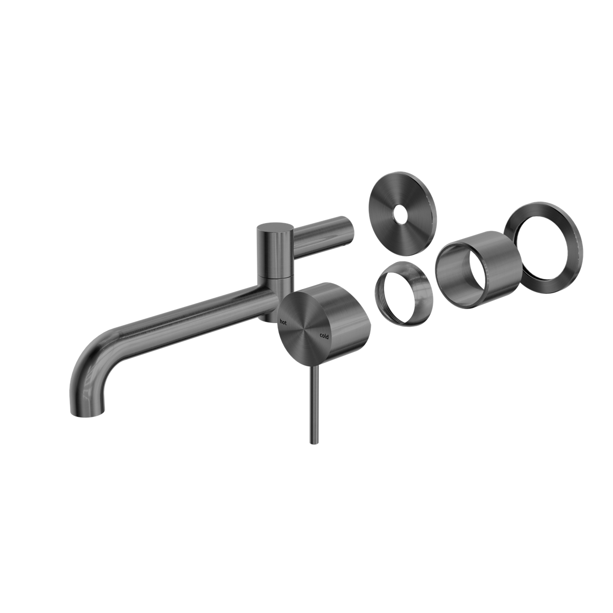 MECCA WALL BASIN/BATH MIXER SWIVEL SPOUT 225MM TRIM KITS ONLY GUN METAL (NR221910RTGM)