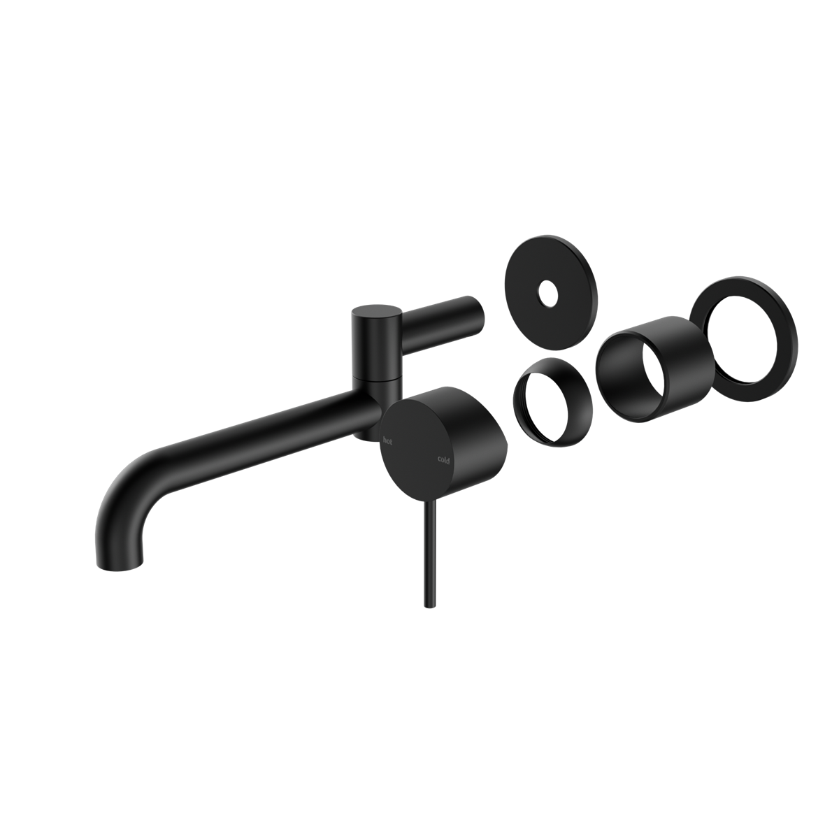 MECCA WALL BASIN/BATH MIXER SWIVEL SPOUT 225MM TRIM KITS ONLY MATTE BLACK (NR221910RTMB)