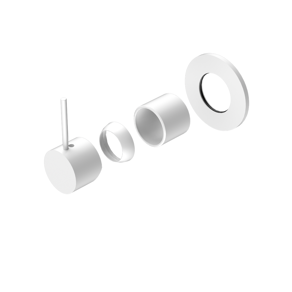 MECCA SHOWER MIXER HANDLE UP 80MM PLATE TRIM KITS ONLY MATTE WHITE (NR221911BTMW)