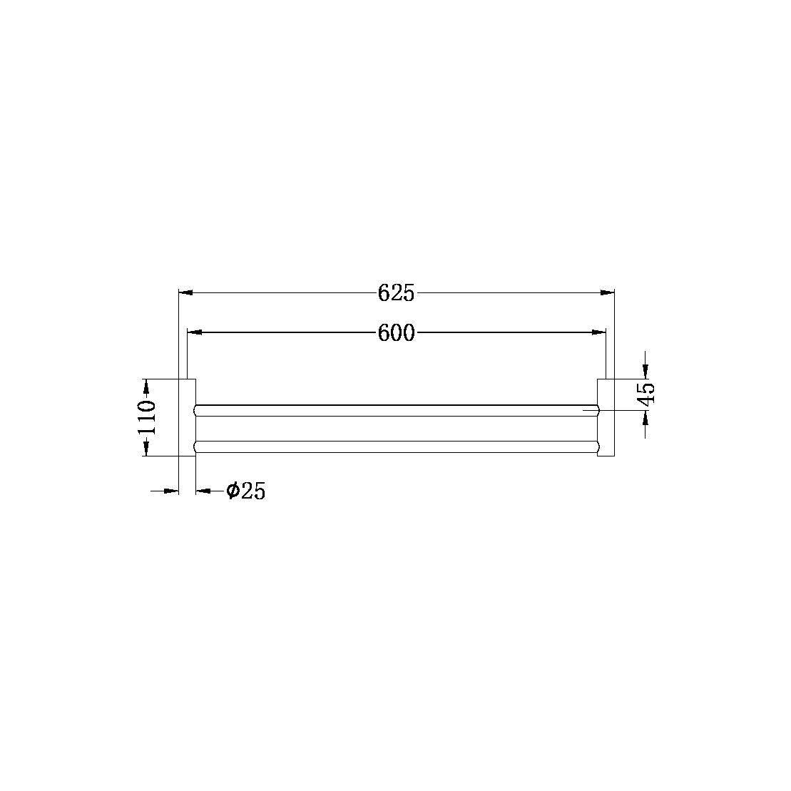 NEW MECCA DOUBLE TOWEL RAIL 600MM GM (NR2324dGM)