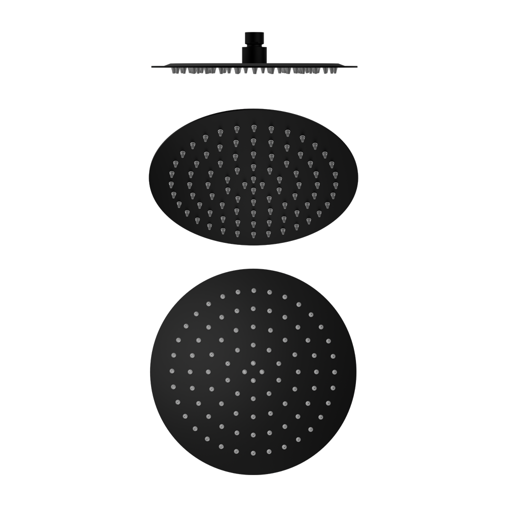 250mm Round Stainless Steel Shower Head 4 Star Rating Matte Black (NR507036MB)