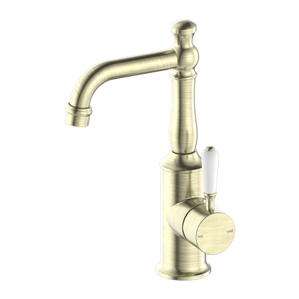 YORK BASIN MIXER WITH WHITE PORCELAIN LEVER AB (NR69210101AB)