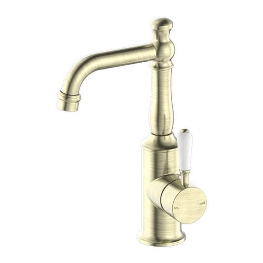 YORK BASIN MIXER WITH WHITE PORCELAIN LEVER AB (NR69210101AB)