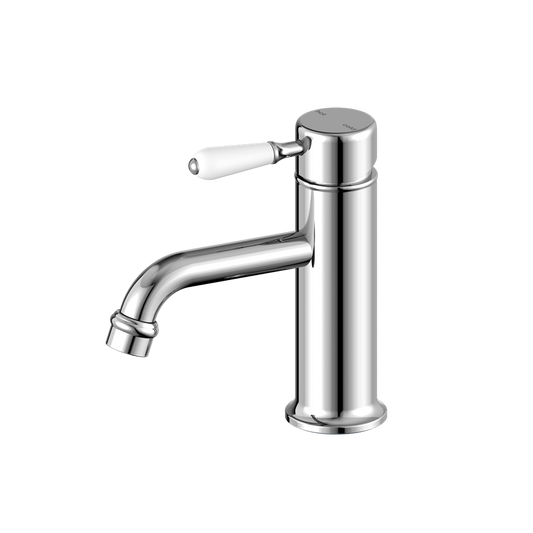 YORK STRAIGHT BASIN MIXER WITH WHITE PORCELAIN LEVER CHROME (NR692101b01CH)