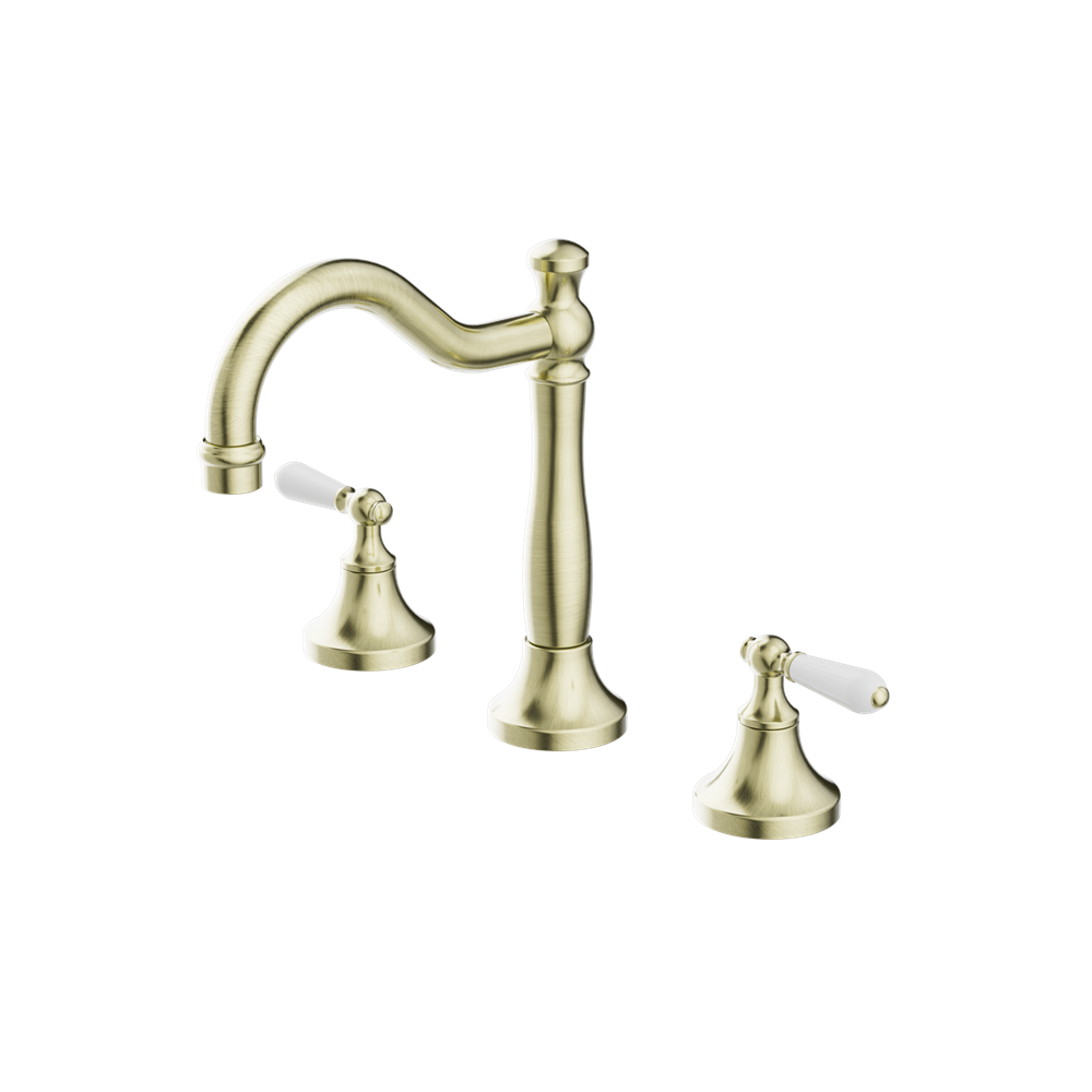 YORK BASIN SET WITH WHITE PORCELAIN LEVER AGED BRASS (NR692102a01AB)