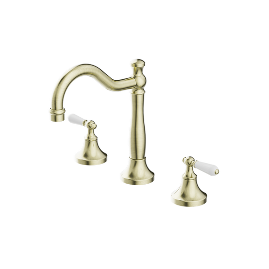 YORK BASIN SET WITH WHITE PORCELAIN LEVER AGED BRASS (NR692102a01AB)