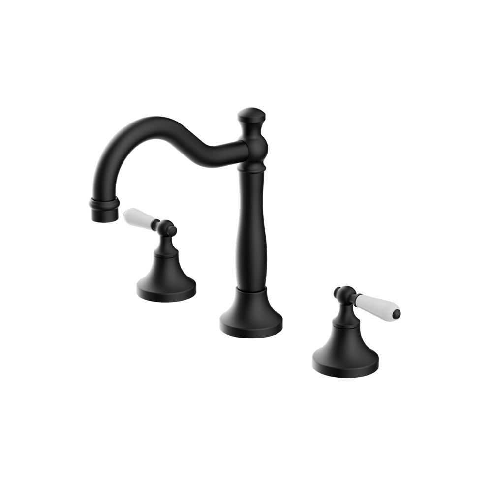 YORK BASIN SET WITH WHITE PORCELAIN LEVER MATTE BLACK (NR692102a01MB)