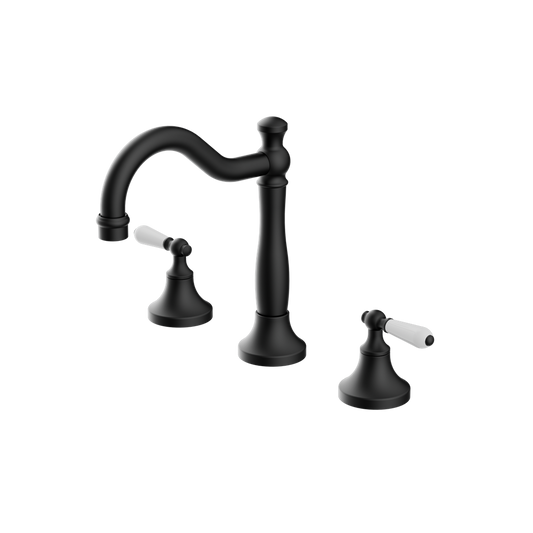 YORK BASIN SET WITH WHITE PORCELAIN LEVER MATTE BLACK (NR692102a01MB)