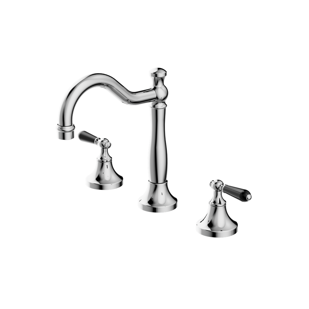 YORK BASIN SET WITH BLACK PORCELAIN LEVER CHROME (NR692102a03CH)