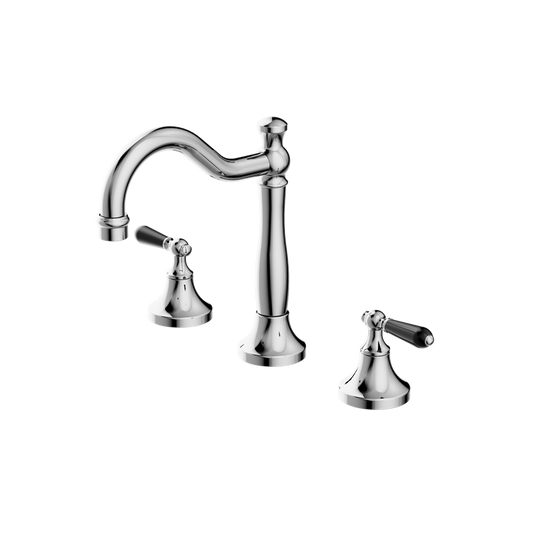 YORK BASIN SET WITH BLACK PORCELAIN LEVER CHROME (NR692102a03CH)