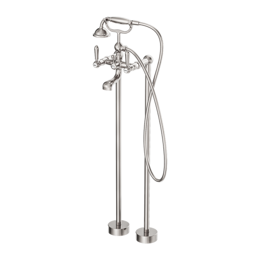 York Freestanding Bath Set With Metal Hand Shower Brushed Nickel (NR692103a02BN)