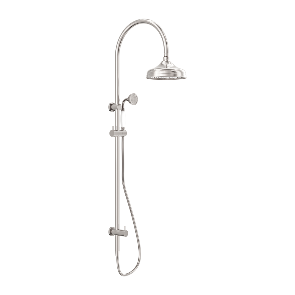 York Twin Shower With White Porcelain Hand Shower Brushed Nickel (NR69210501BN)