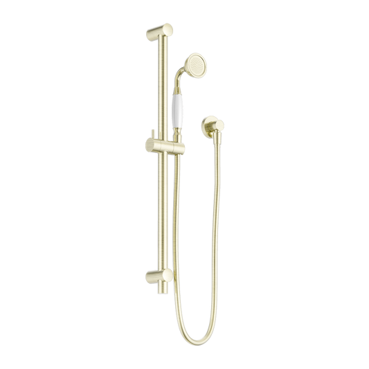 York Shower Rail With White Porcelain Hand Shower Aged Brass (NR692105A01AB)