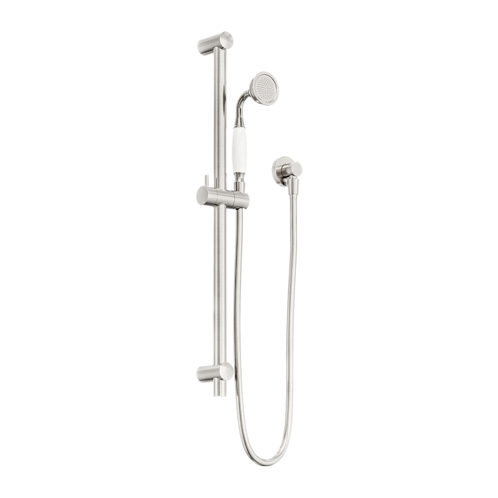 York Shower Rail With White Porcelain Hand Shower Brushed Nickel (NR692105A01BN)