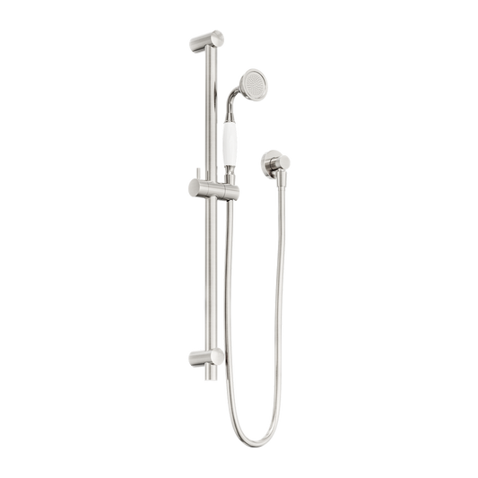 York Shower Rail With White Porcelain Hand Shower Brushed Nickel (NR692105A01BN)