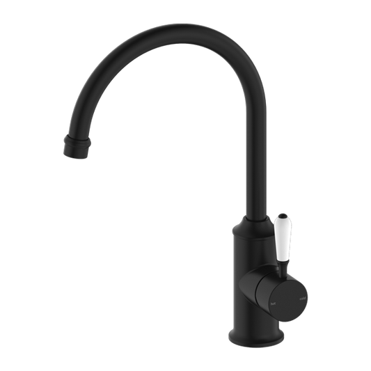 YORK KITCHEN MIXER GOOSNECK SPOUT WITH WHITE PORCELAIN LEVER MB (NR69210601MB)