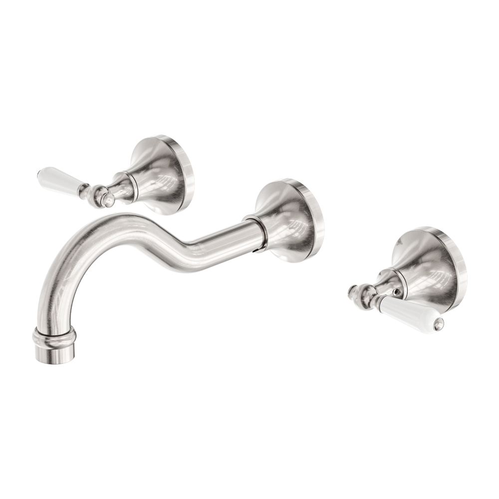 York Wall Basin Set With White Porcelain Lever Brushed Nickel (NR692107a01BN)