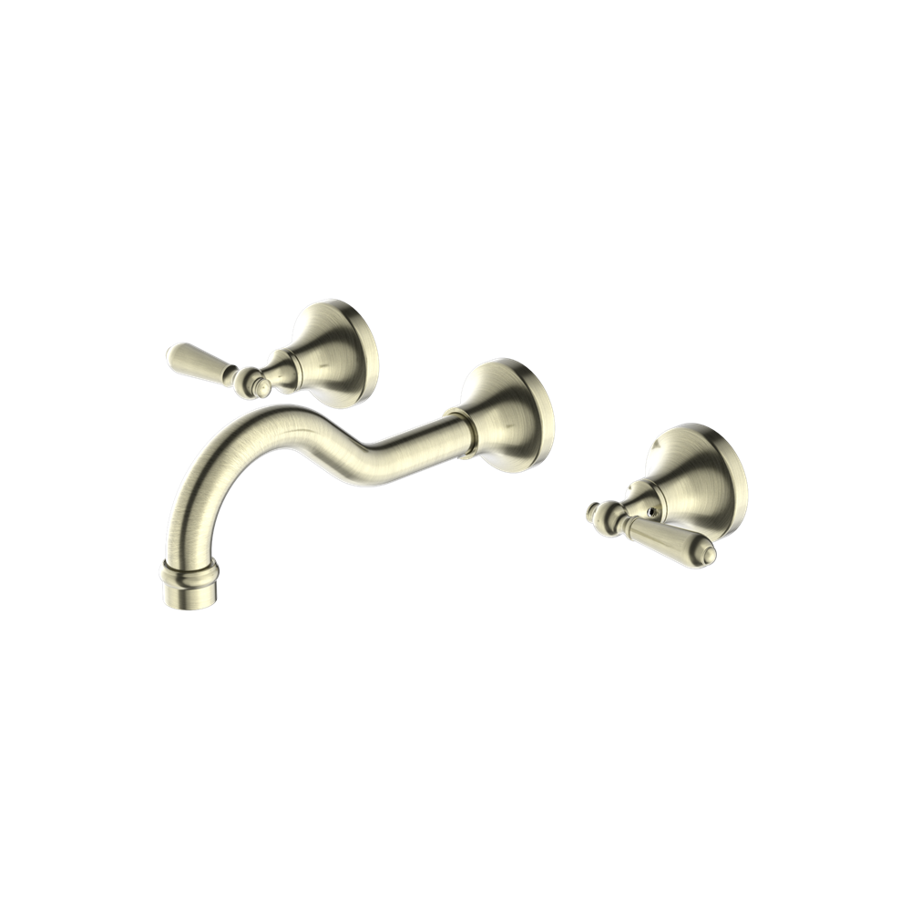 YORK WALL BASIN SET WITH METAL LEVER AGED BRASS (NR692107a02AB)